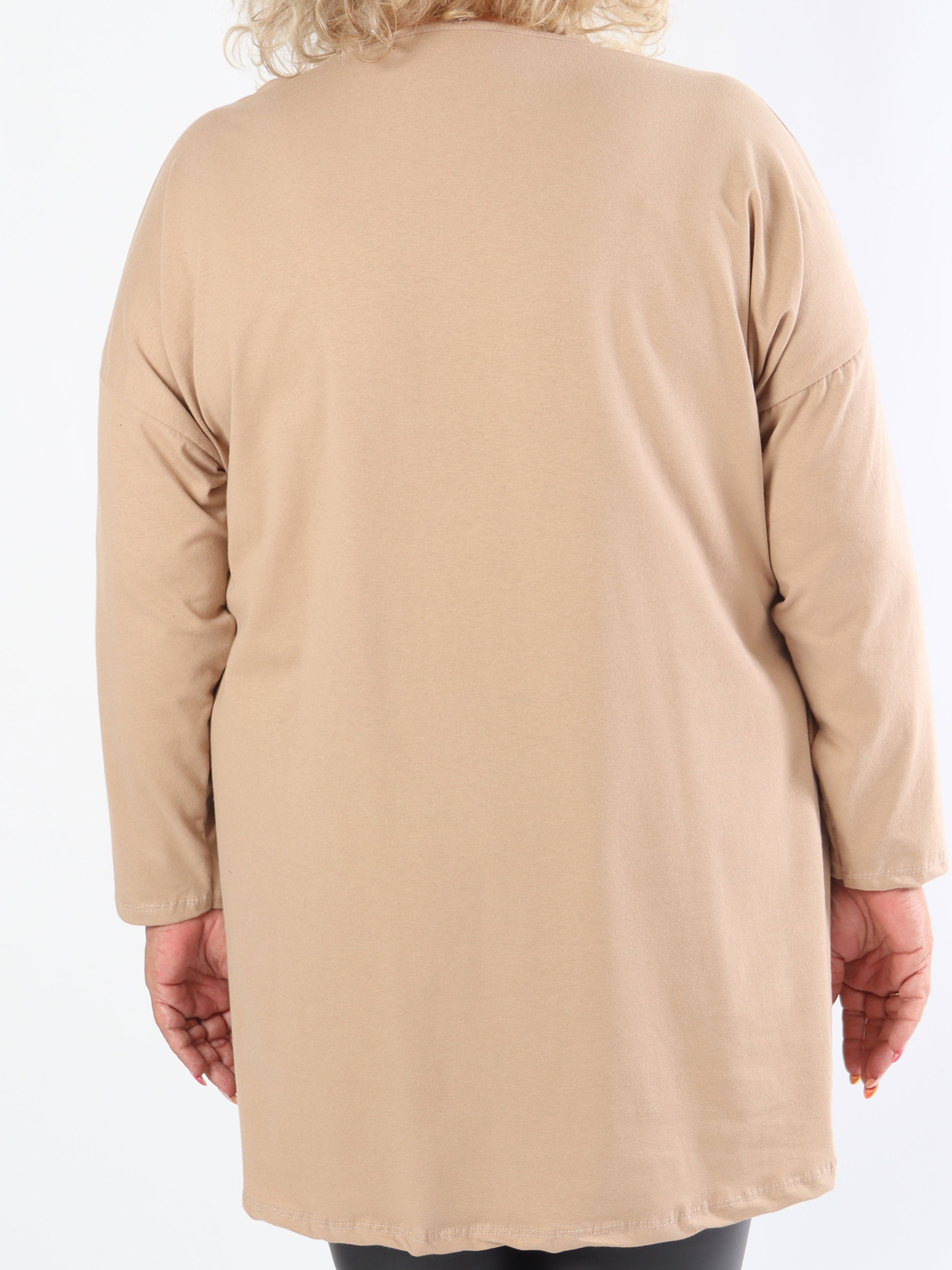 Jasmine - Blød plus size tunika i bomuld med pailletter